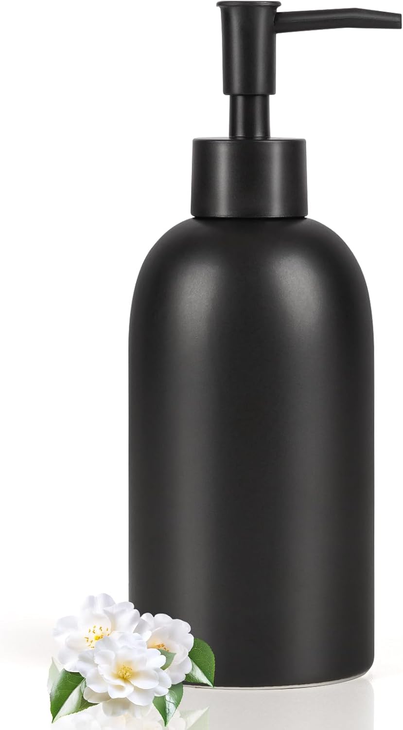 Natheeph 14OZ Ceramic Soap Dispenser Ceramic Soap Pump Dispenser Can Fill Liquid for