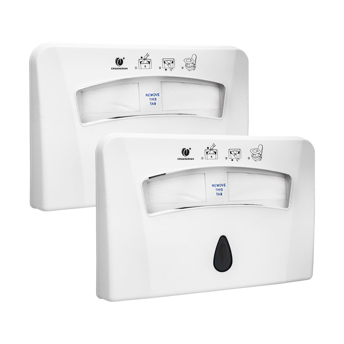 Toilet Seat Cover Dispenser (2-Pcs) Wall Mounted Compatible with Half-fold Disposable Toilet Seat
