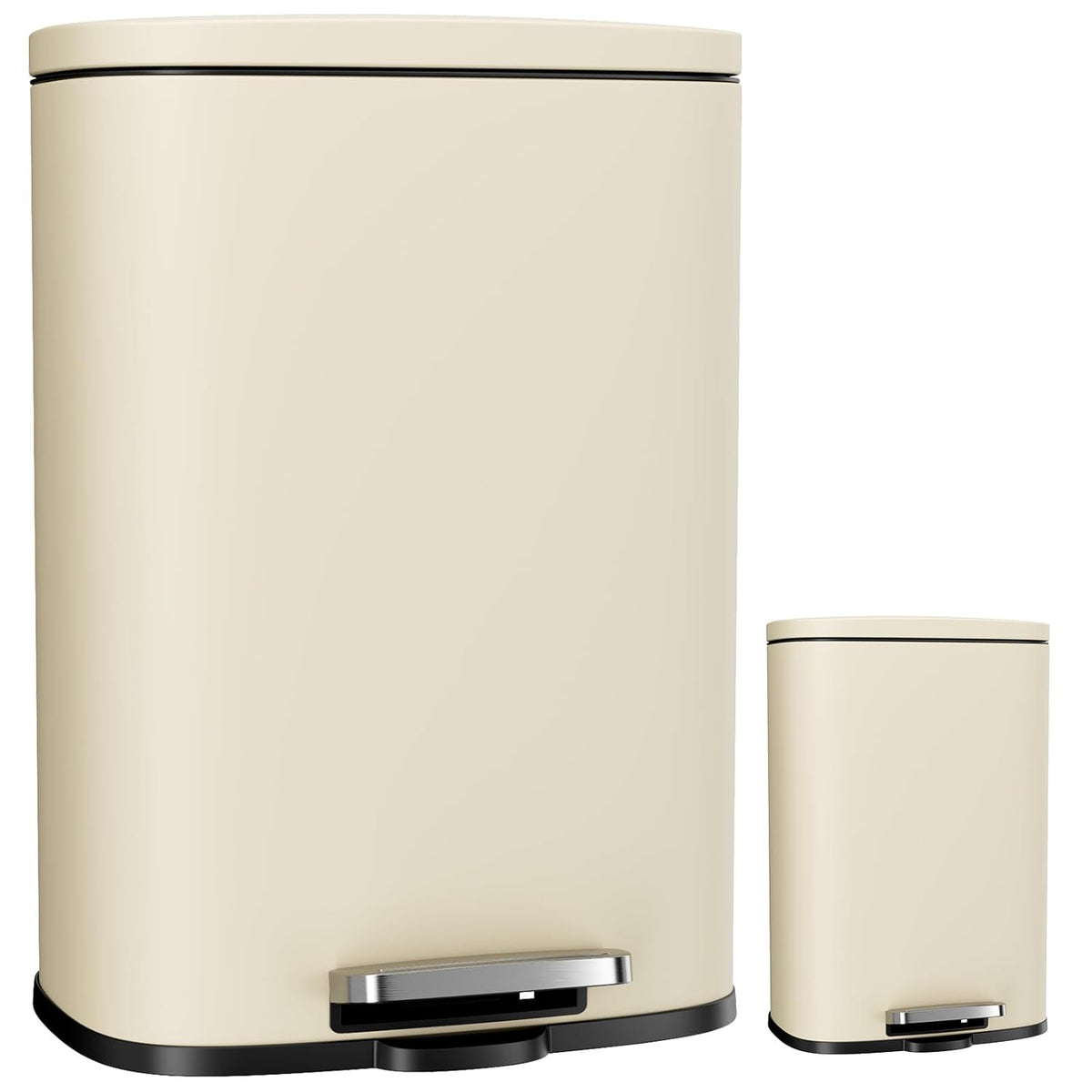 Arlopu 13.2+1.3 Gallon Step Trash Can, Stainless Steel Garbage Bin, Soft-Close Rubbish Bin with