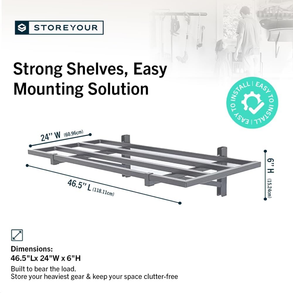 StoreYourBoard 2-Pack Heavy Duty Wall Shelves – Wall-Mounted Garage Storage Shelving and
