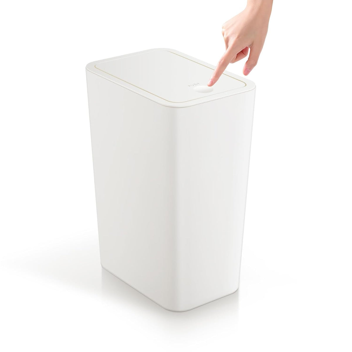 TIPGO Bathroom Trash Can with Lid, 4 Gallon / 15 Liter Small Garbage Can, Press Top Bin, Plastic