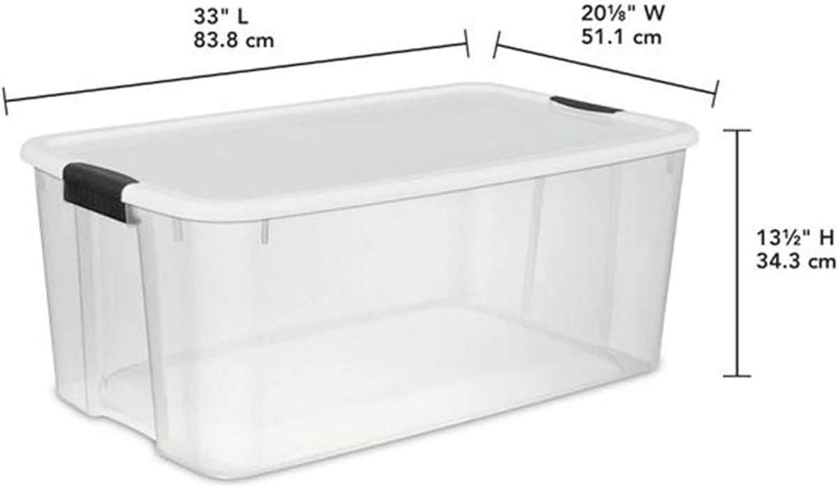 Sterilite 8-Pack Ultra Latching Box, Storage Bins with Lids, Clear Plastic, 116 Quart - Heavy-Duty