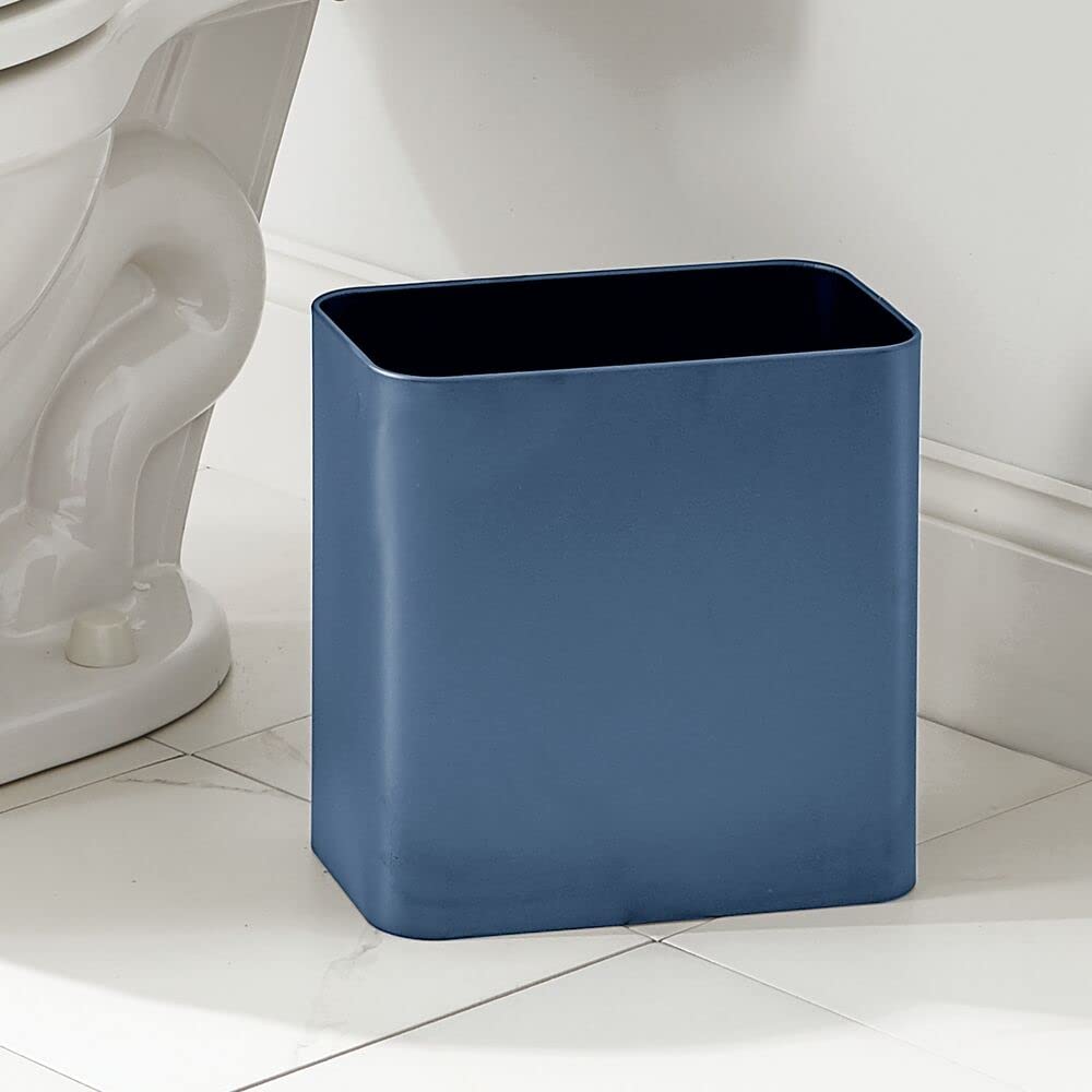 mDesign Small Metal 2.4 Gallon/9 Liter Trash Can Wastebasket Garbage Bin for Bathroom, Slim Rubbish