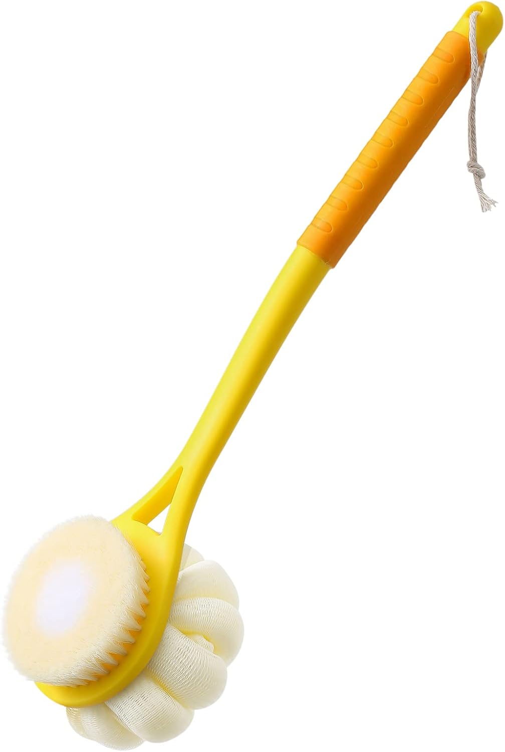 Shower Body Brush,Soft Bristles and Beautiful Pumpkin Loofah 14" Long Handle Back Scrubber Bath