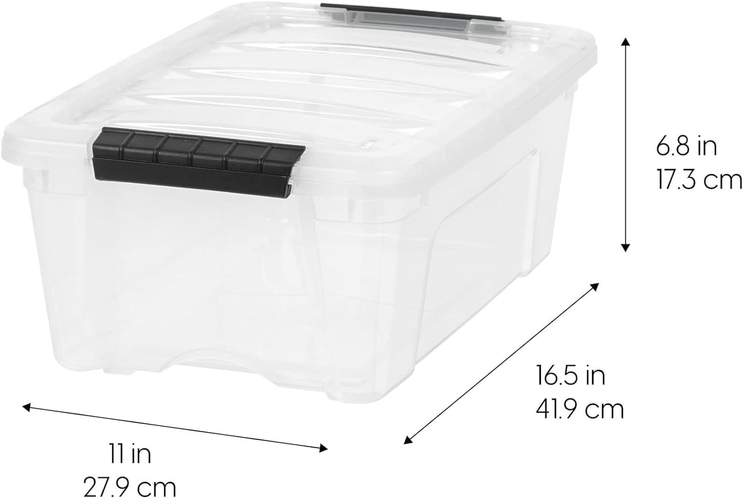 IRIS USA 13 Qt Stackable Plastic Storage Bins with Lids, 6 Pack - BPA-Free, Made in USA
