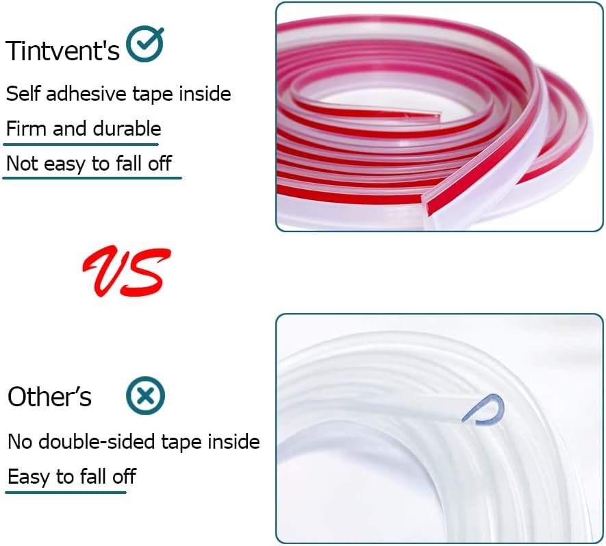 Clear Rubber Edge Trim, U Channel Rubber Seal Strip with Self-Adhesive Tape, Metal Edge Protector