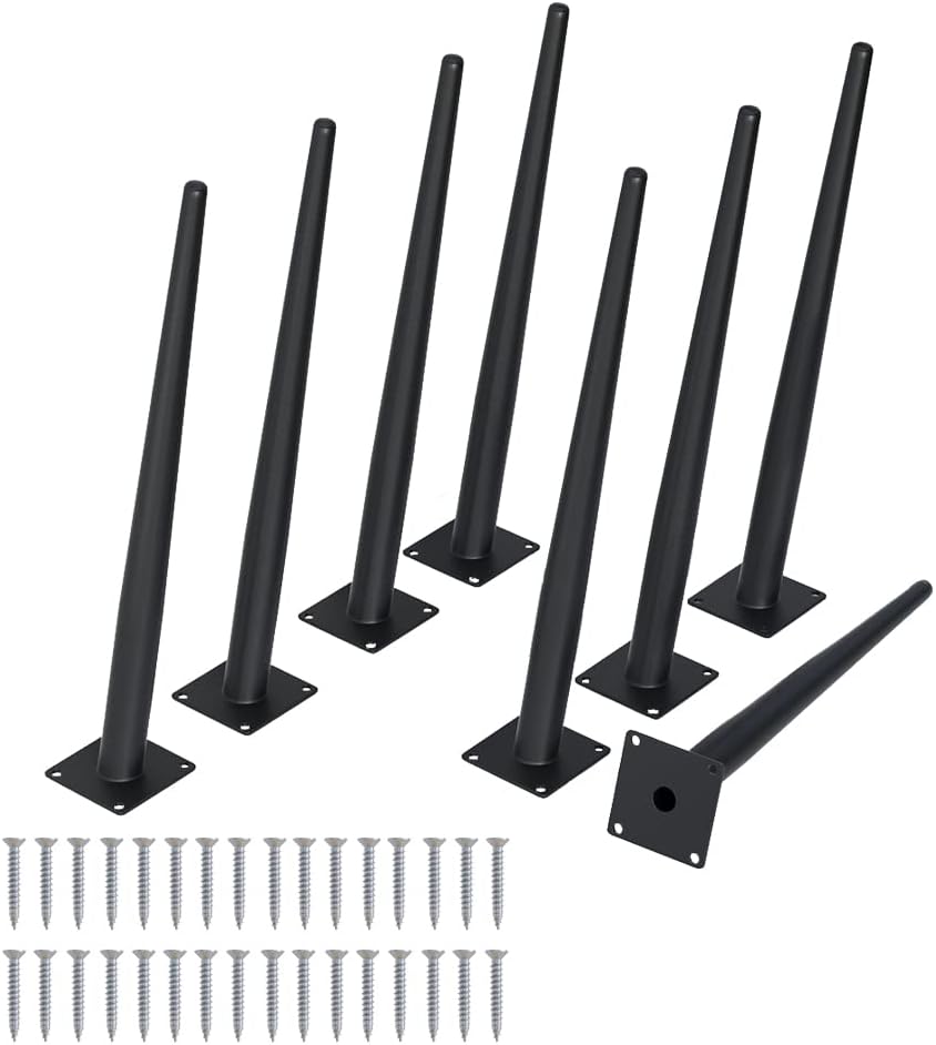 8PCS 16 Inch Matte Black Tapered Angled Legs for Furniture, Metal Mid Century Mordern Feet, Heavy
