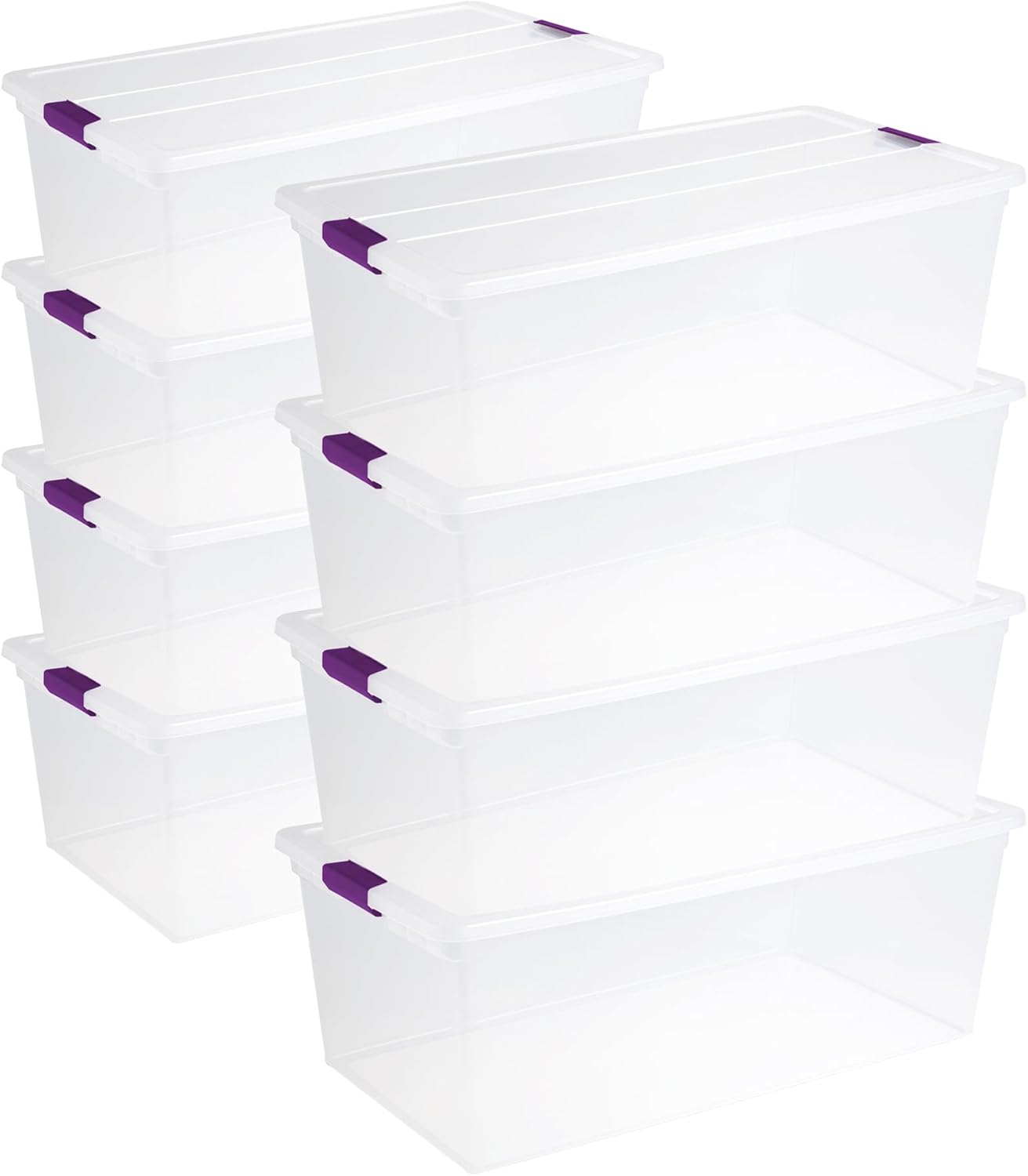 Sterilite 8-Pack 110 Quart ClearView Latch Box, Stackable Organizer Bins with Latching Lids - Clear