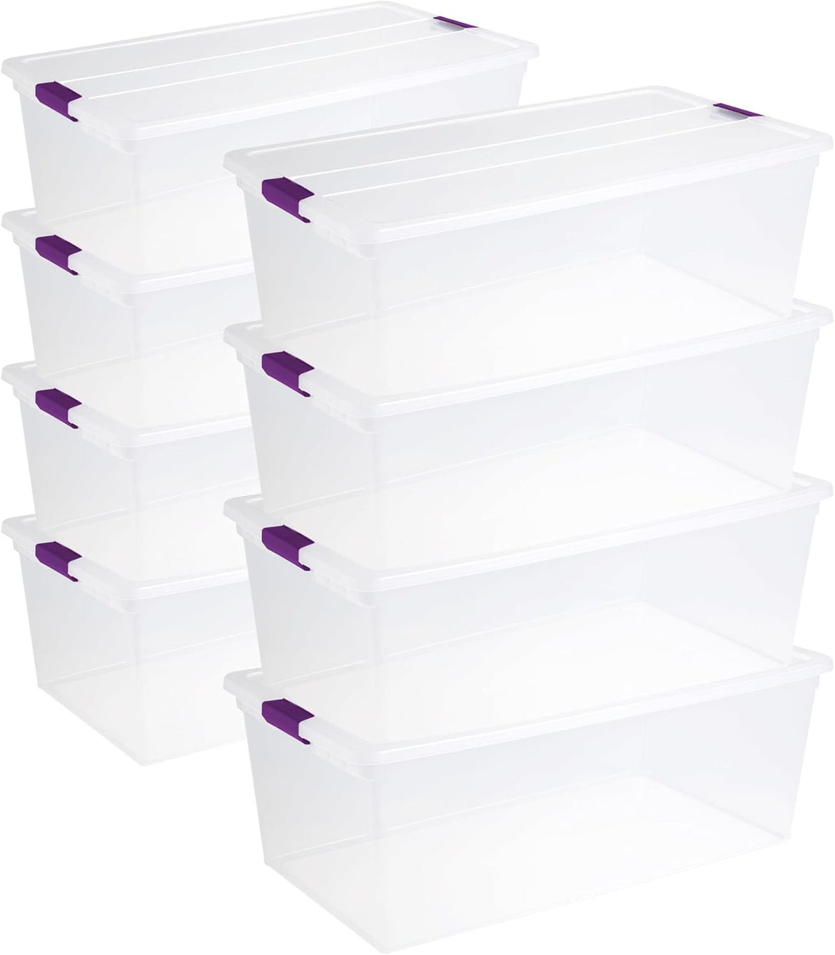Sterilite 8-Pack 110 Quart ClearView Latch Box, Stackable Organizer Bins with Latching Lids - Clear
