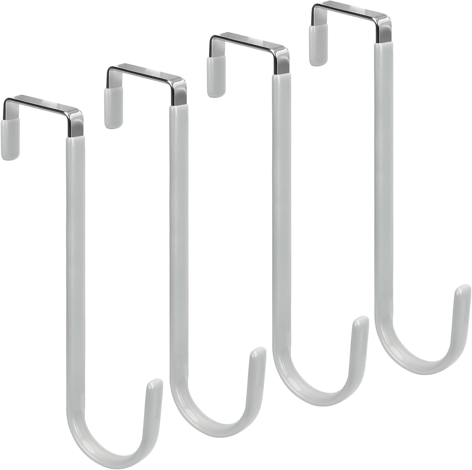 FYY Over The Door Hooks - 4 Pack Upgraded Long Door Hangers Hooks with Rubber Prevent Scratches
