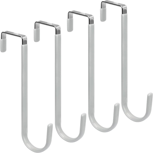 FYY Over The Door Hooks - 4 Pack Upgraded Long Door Hangers Hooks with Rubber Prevent Scratches