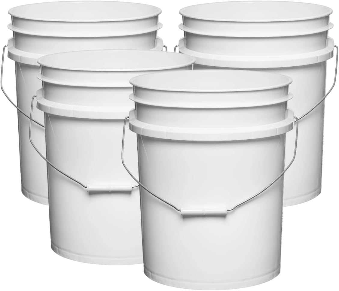 House Naturals 5 Gallon Premium HPDE Plastic Bucket - Made in USA Food Grade Storage Container, BPA