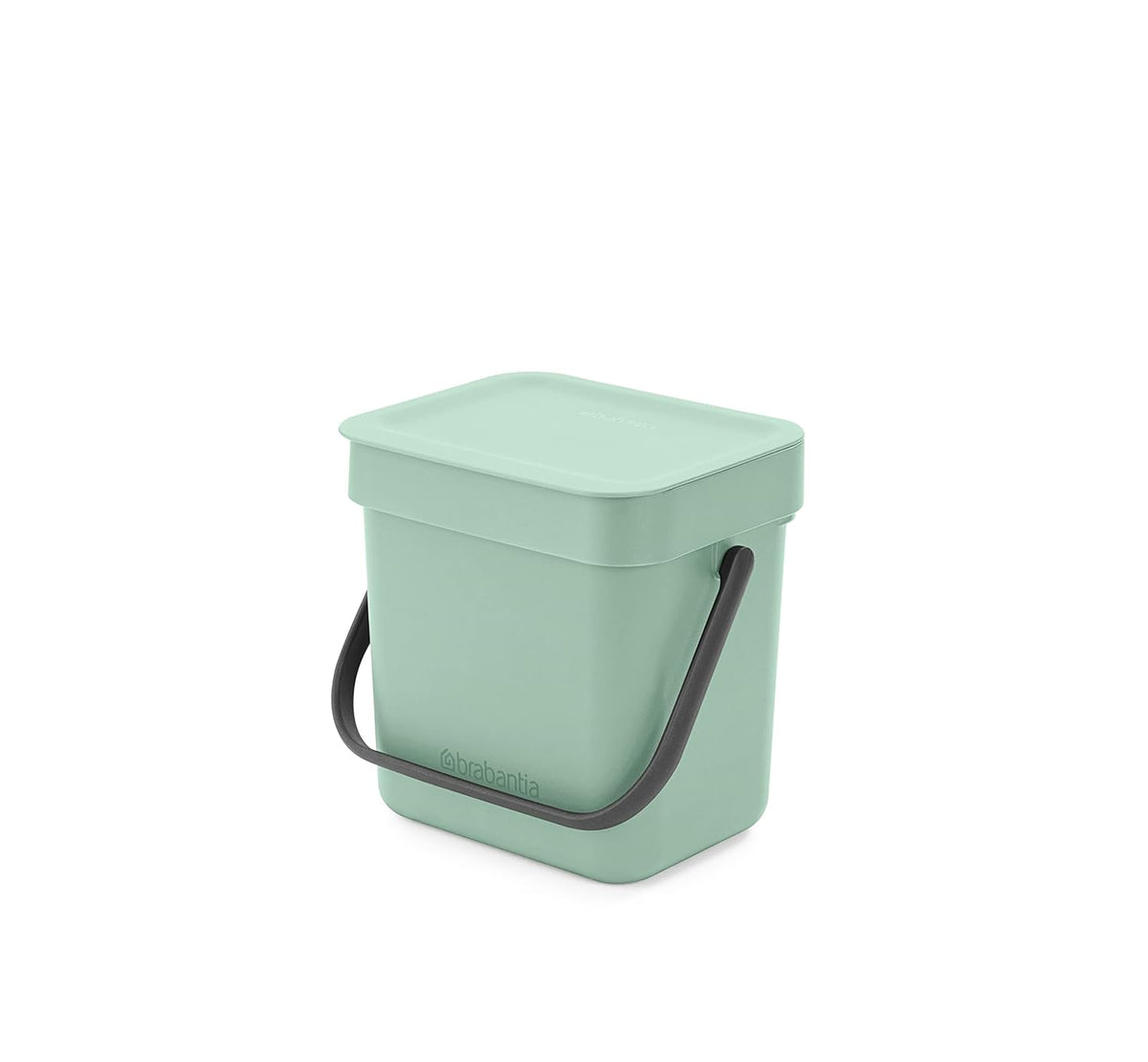 Brabantia Sort & Go Food Trash Can (0.8 Gal/Jade Green) Small Countertop Kitchen Compost Caddy with