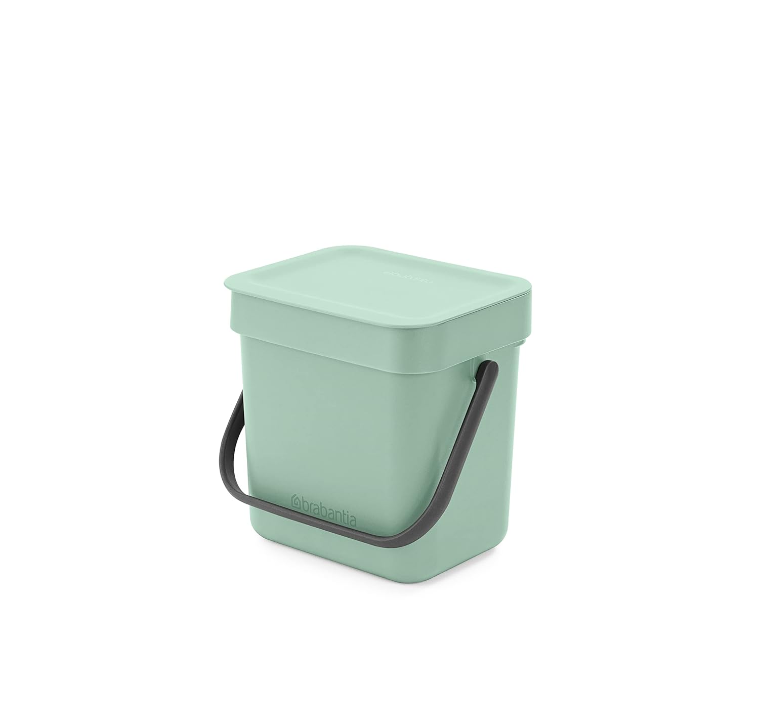 Brabantia Sort & Go Food Trash Can (0.8 Gal/Jade Green) Small Countertop Kitchen Compost Caddy with