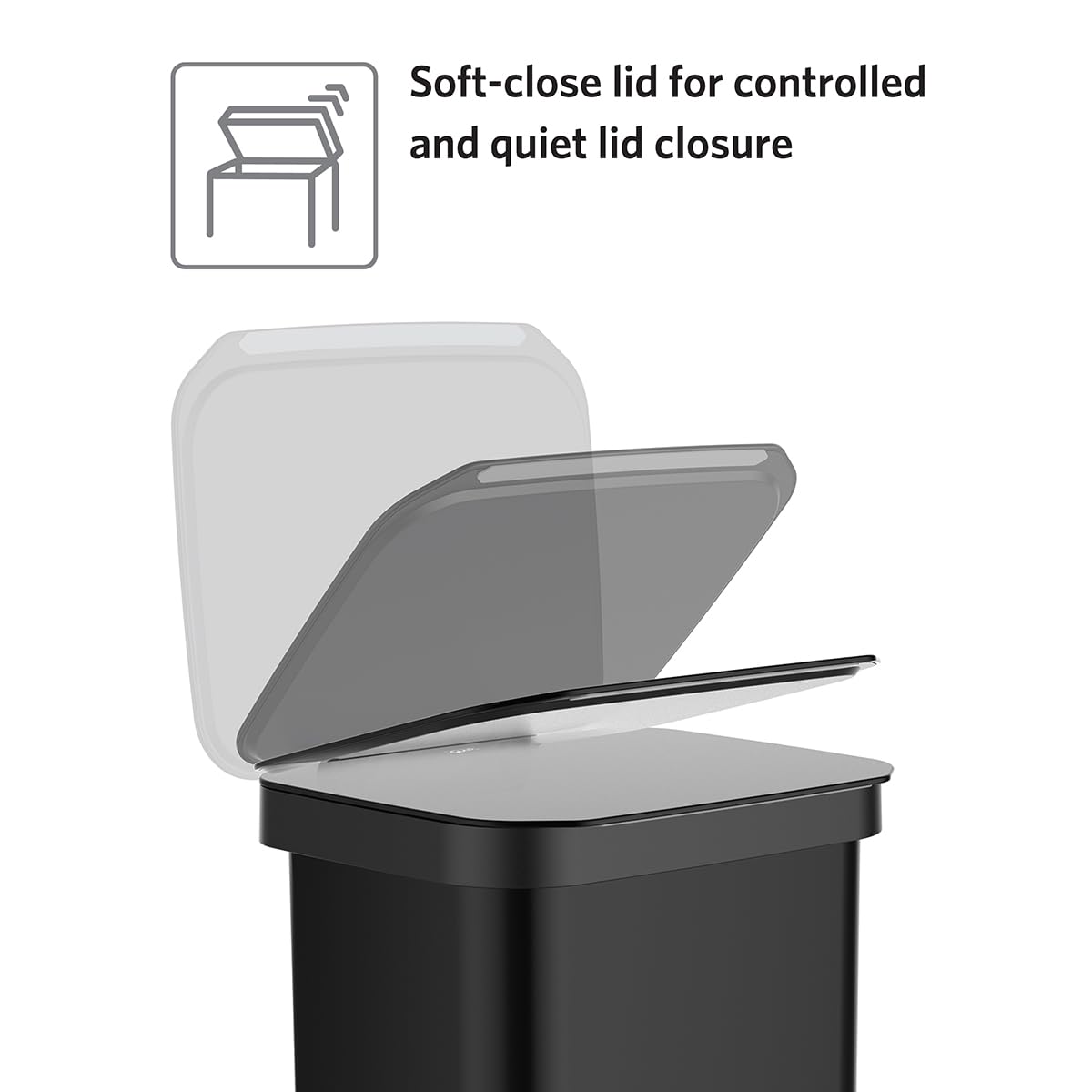 Glad Stainless Steel Step Trash Can, Series 2 with Clorox Protection - Large Black Kitchen Garbage