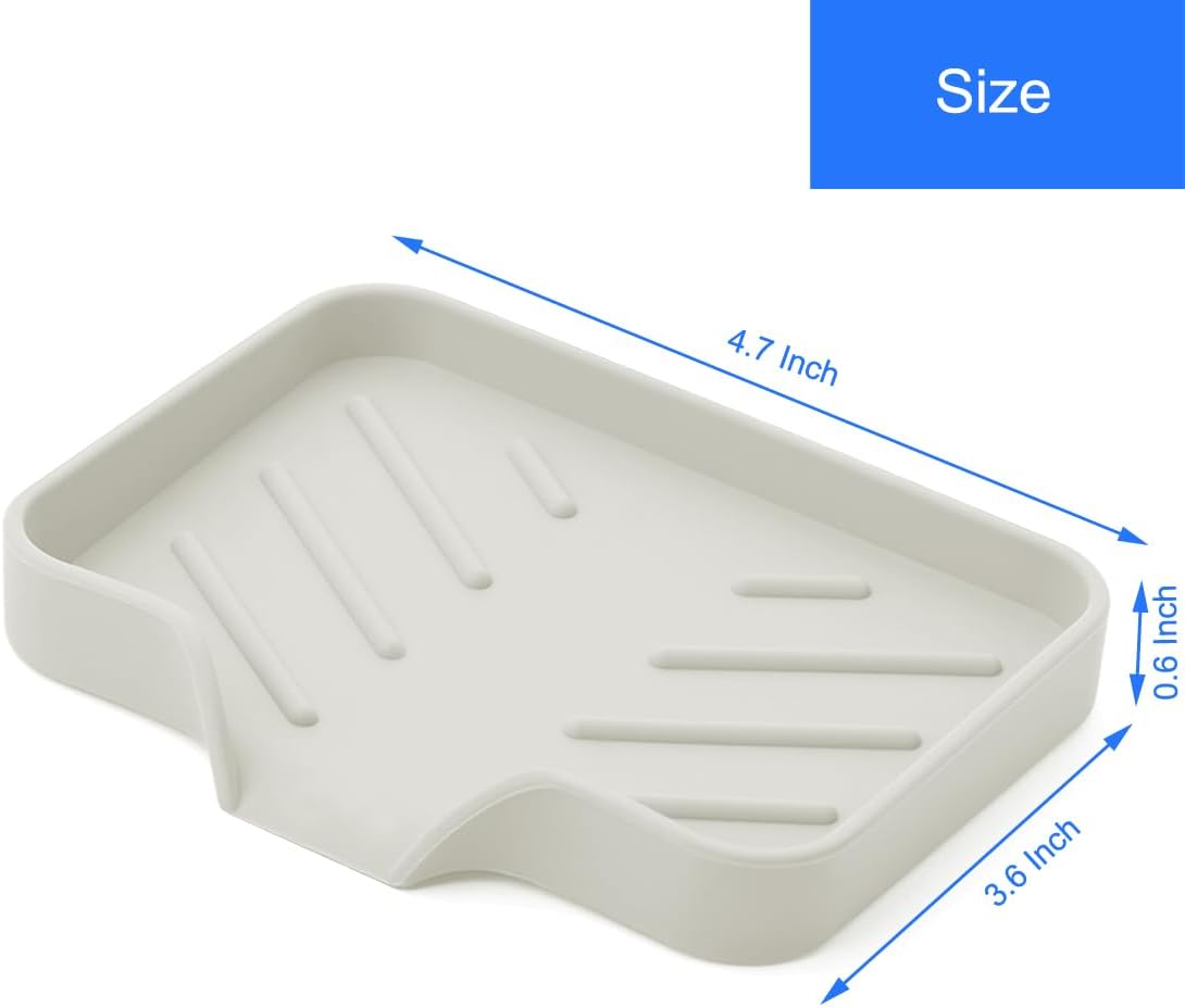Sponge Holder with Drain Spout, Silicone Sponge Tray for Kitchen Sink, Rubber Soap Dish for Shower