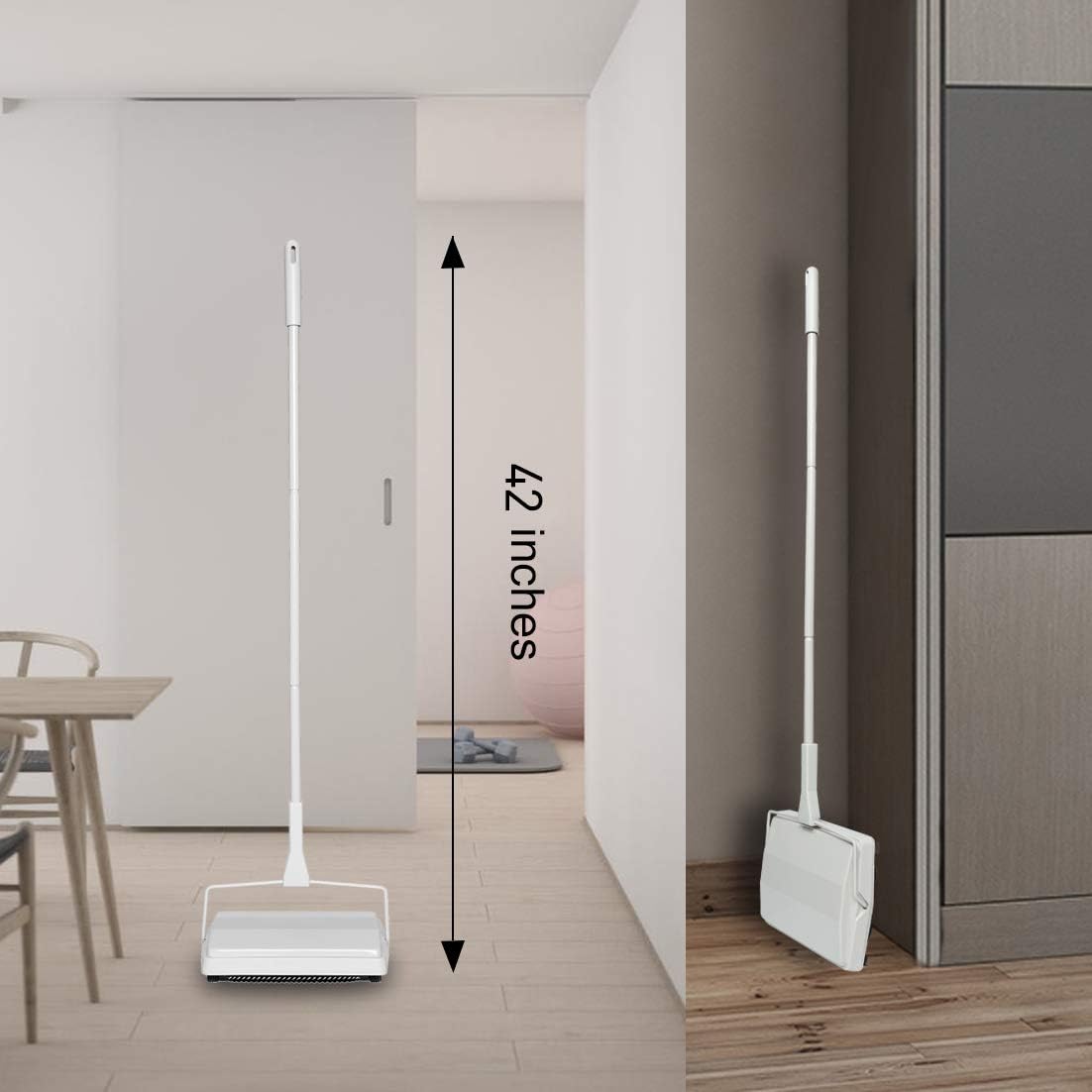 JEHONN Carpet Floor Sweeper with Horsehair, Non Electric Manual Sweeping, Rotor Brush Heavy Duty