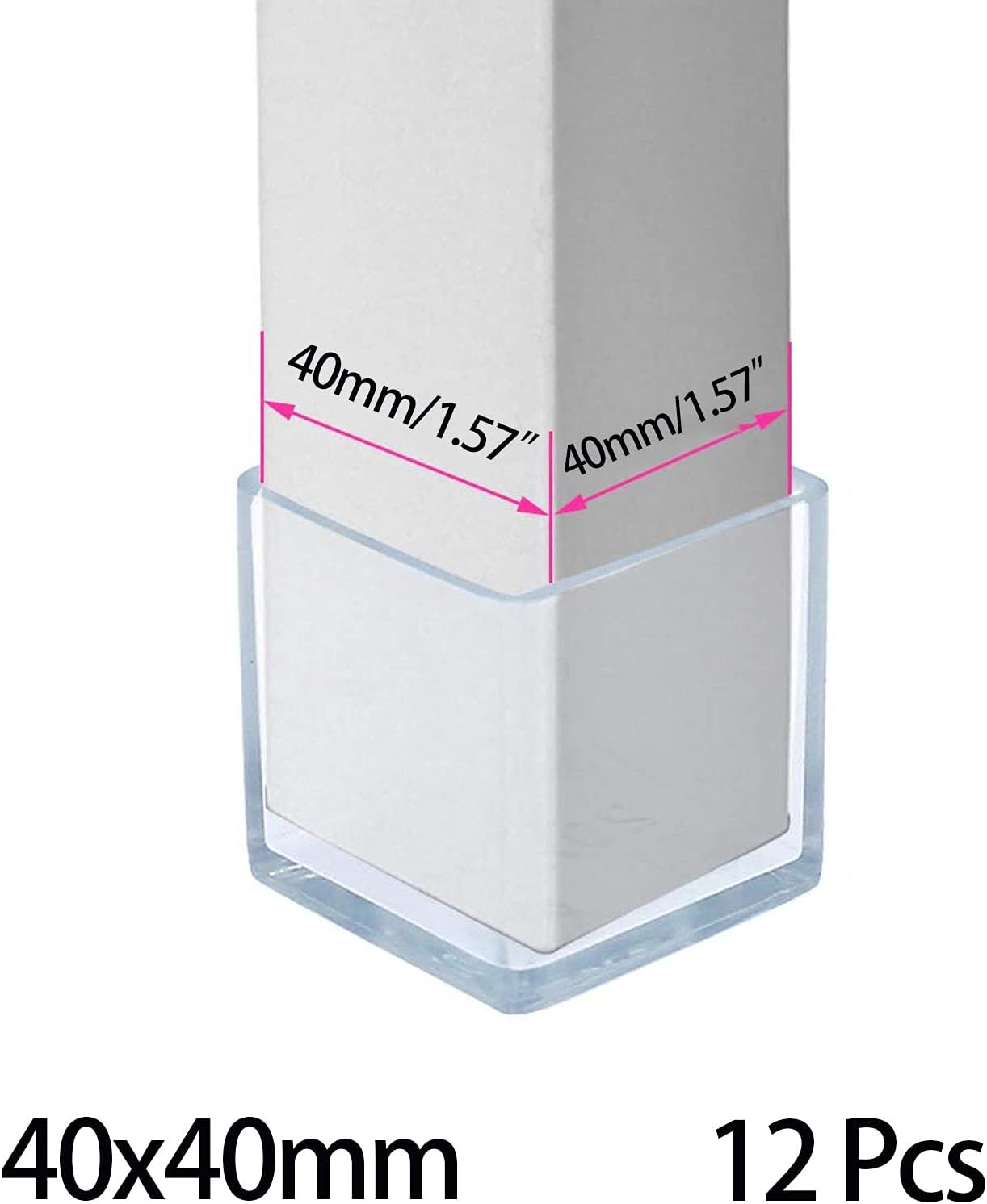 12 Pcs Transparent Square Anti-Slip Rubber Leg Tips Chair Leg Caps Furniture Floor Protectors Chair