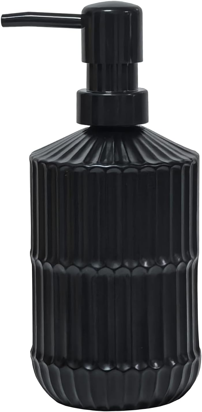 Black Glass Soap Dispenser with Pump, 15oz Refillable Liquid Hand Soap Dispenser, Lotion Dish Soap