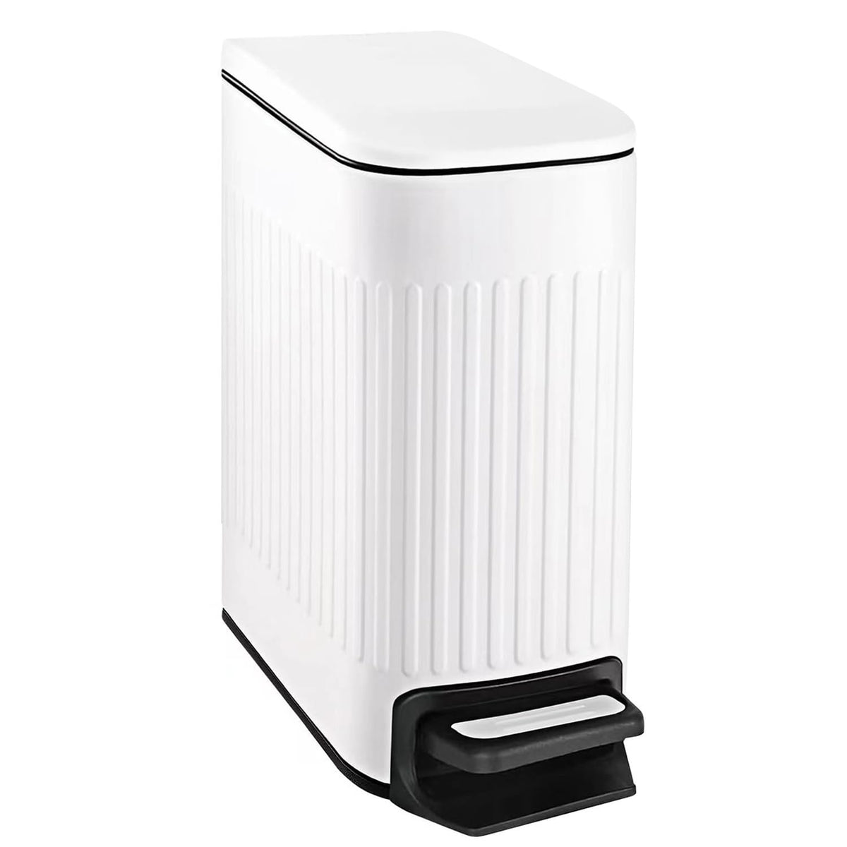 TIPGO Slim Bathroom Trash Can with Lid Soft Close, Step Pedal, 6 Liter / 1.6 Gallon Stainless Steel