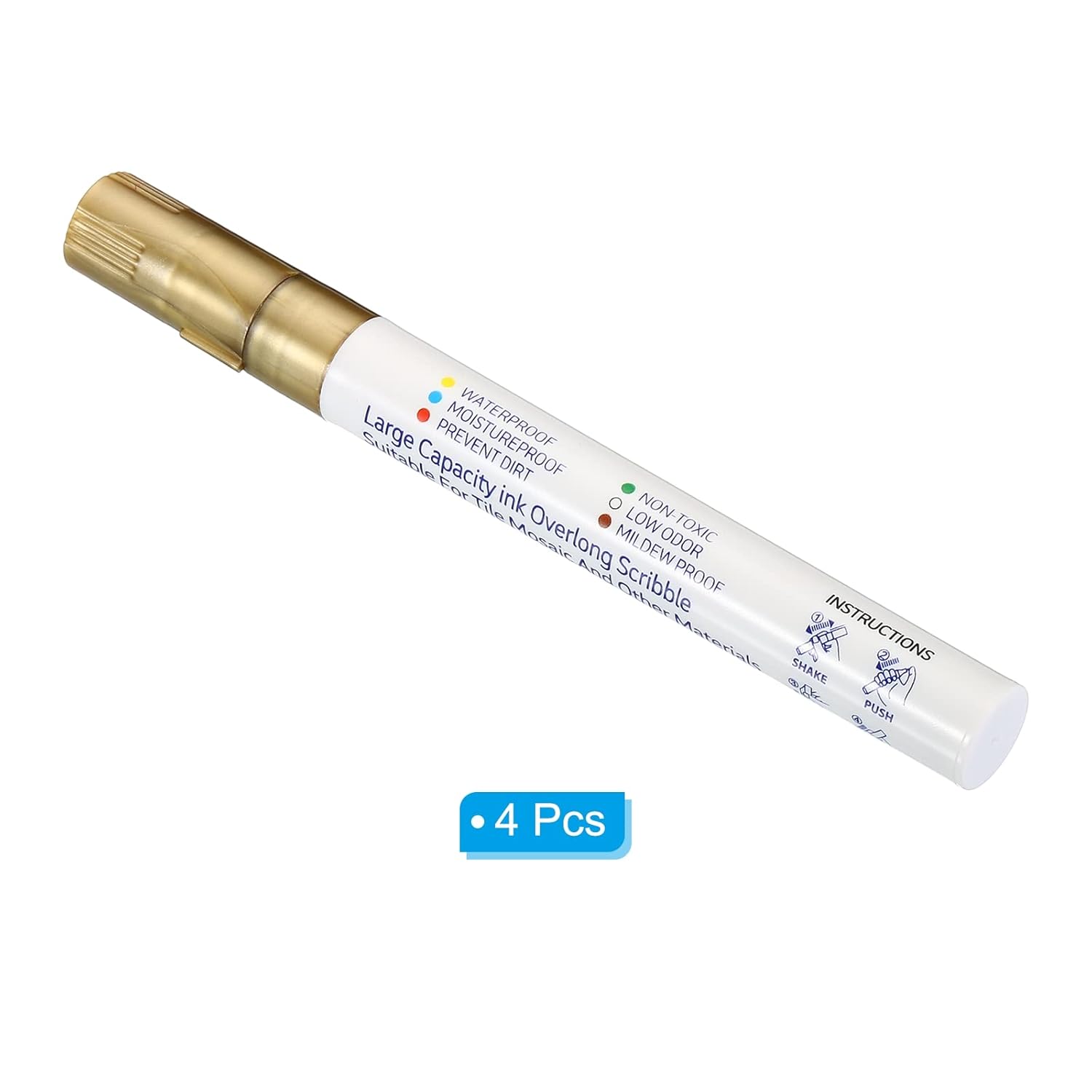 PATIKIL Grout Pen, 4 Pack Golden Tile Marker Waterproof Grout Sealer Pen Tile Repair Pens Paint
