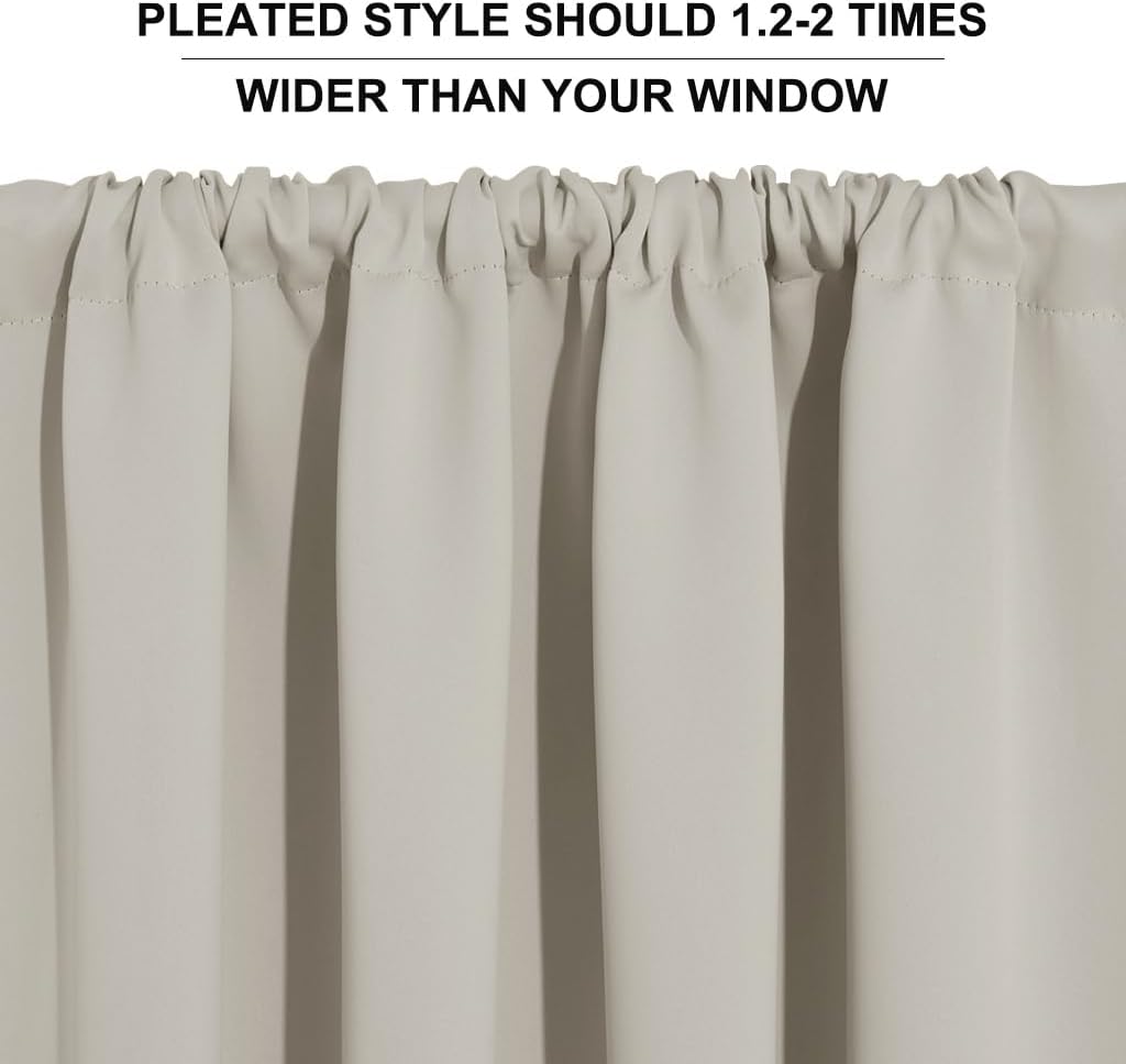 RYB HOME Blackout Short Cafe Curtains, Privacy Light Block Small Window Curtains for Bedroom