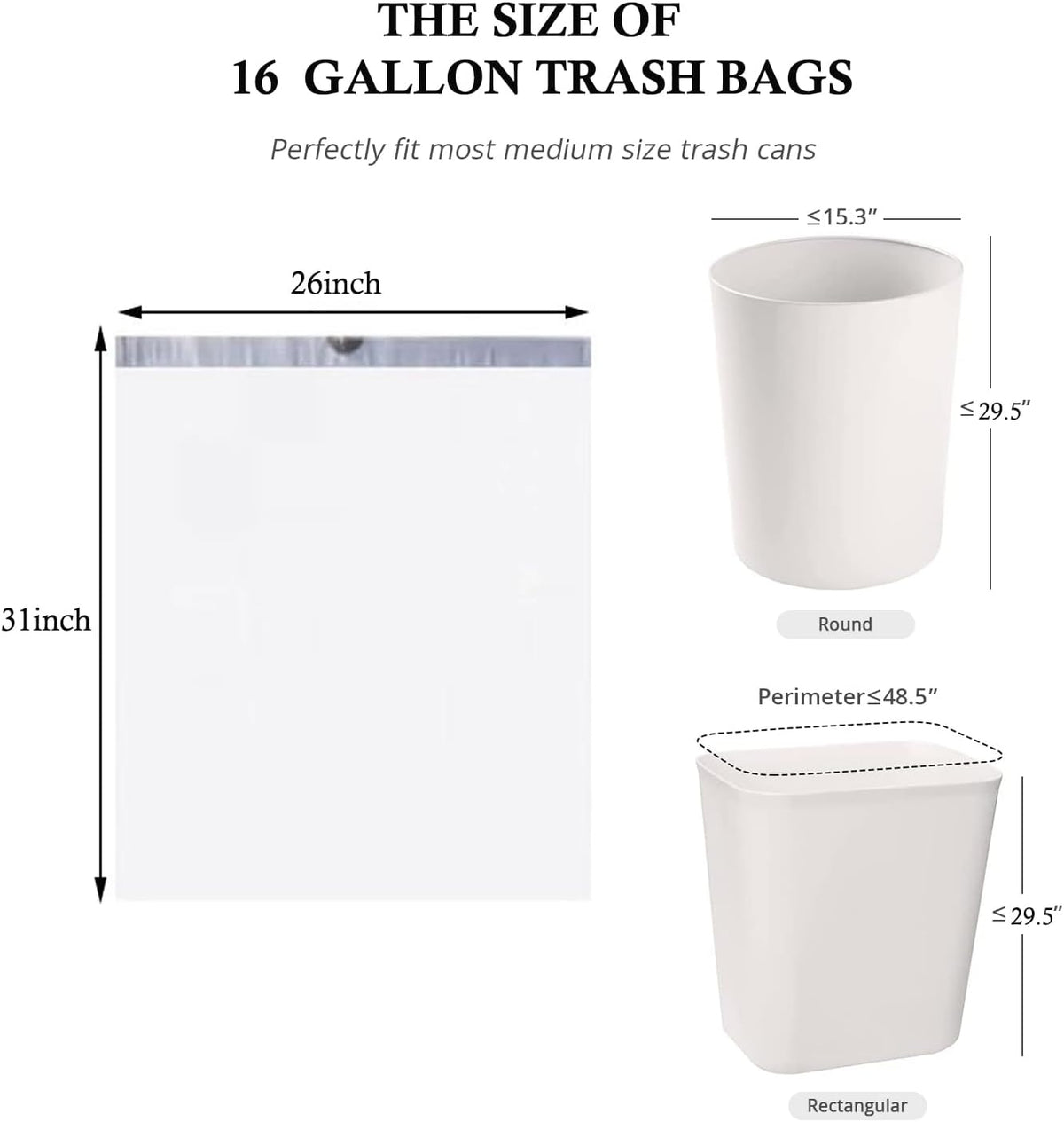 Ultra thick heavy duty Plastic 16 gallon no tear open drawstring trash bags white ‎lavender scent