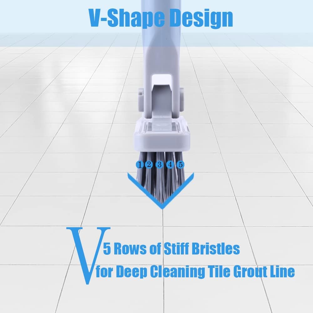 YONILL Grout Brush with Long Handle - Heavy Duty Grout Cleaner Brushes for Tile Floors, Swivel