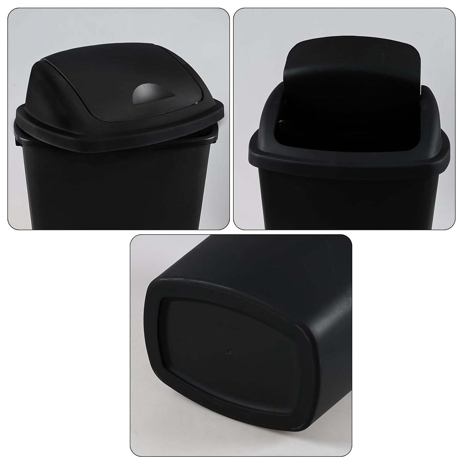 6 Gallon Swing Top Trash Can Outdoor and Indoor Recycle Bin, Plastic Garbage Can with Swing-Lid
