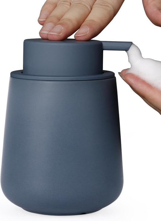 INGOFIN Ceramic Foaming Soap Dispenser - 12 oz Foam Hand Soap Dispenser Bathroom, Ceramic Dish Soap