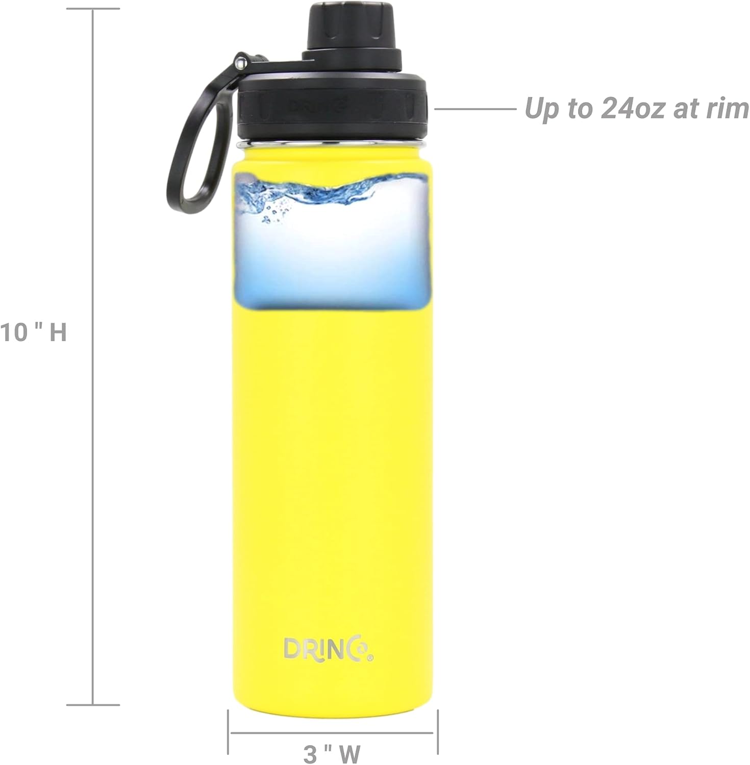 DRINCO Stainless Steel Water Bottle Spout Lid Vacuum Insulated Double Wall Water Bottle Wide Mouth