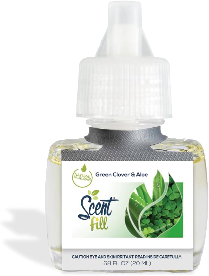 Scent Fill Green Clover & Aloe Plug in Air Freshener, Scented Oil Refills, 2 Refills + Diffuser