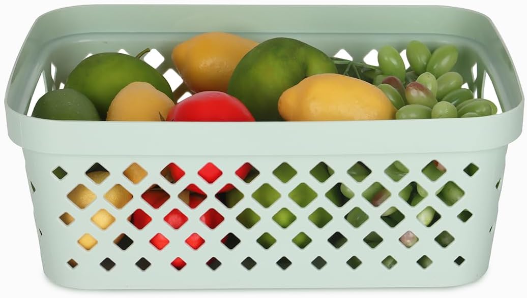 Glad Plastic Storage Basket Set, Value Pack of 6 | Open Storage Bins for Shelves, Bathroom, Pantry