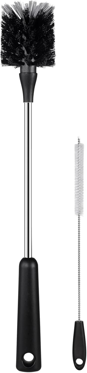 Water Bottle Brush with Straw Cleaner, 15 Inches Stainless Steel Handle Baby Bottle Brush Cleaner