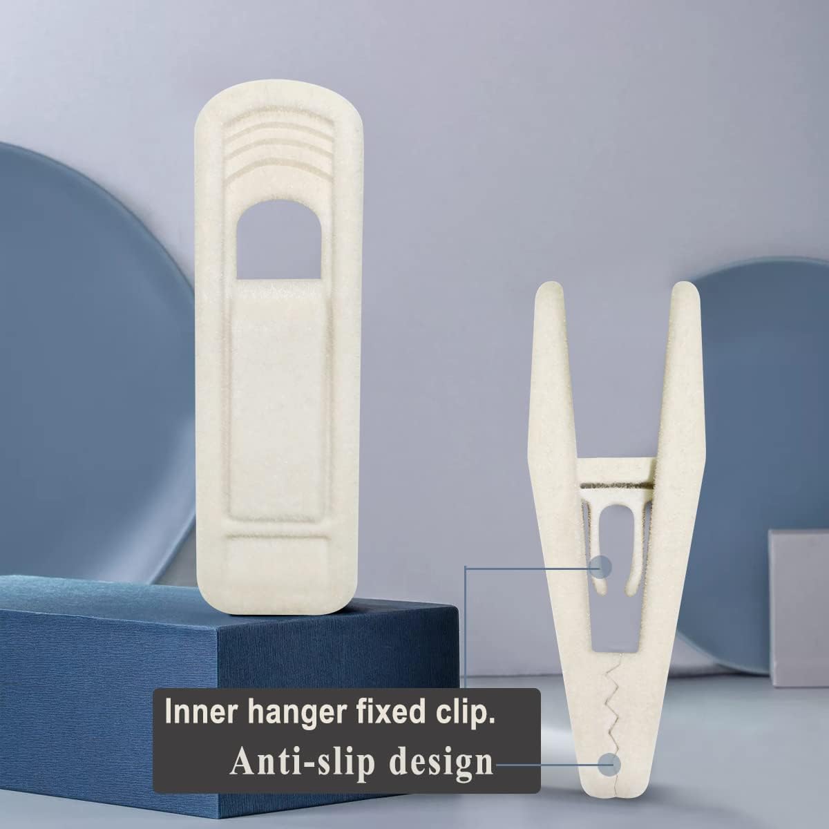 Velvet Hanger Clips for Velvet Hangers - 20 PCS Beige Non-Slip Velvet Clip for Skirt Hanger, Strong