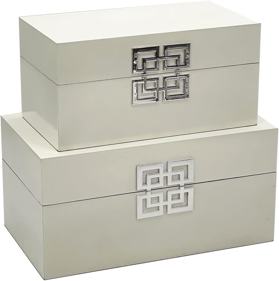 Galt International Storage Box Set Decorative Storage Box w/Hinged Lid Classic Design Wood Decor