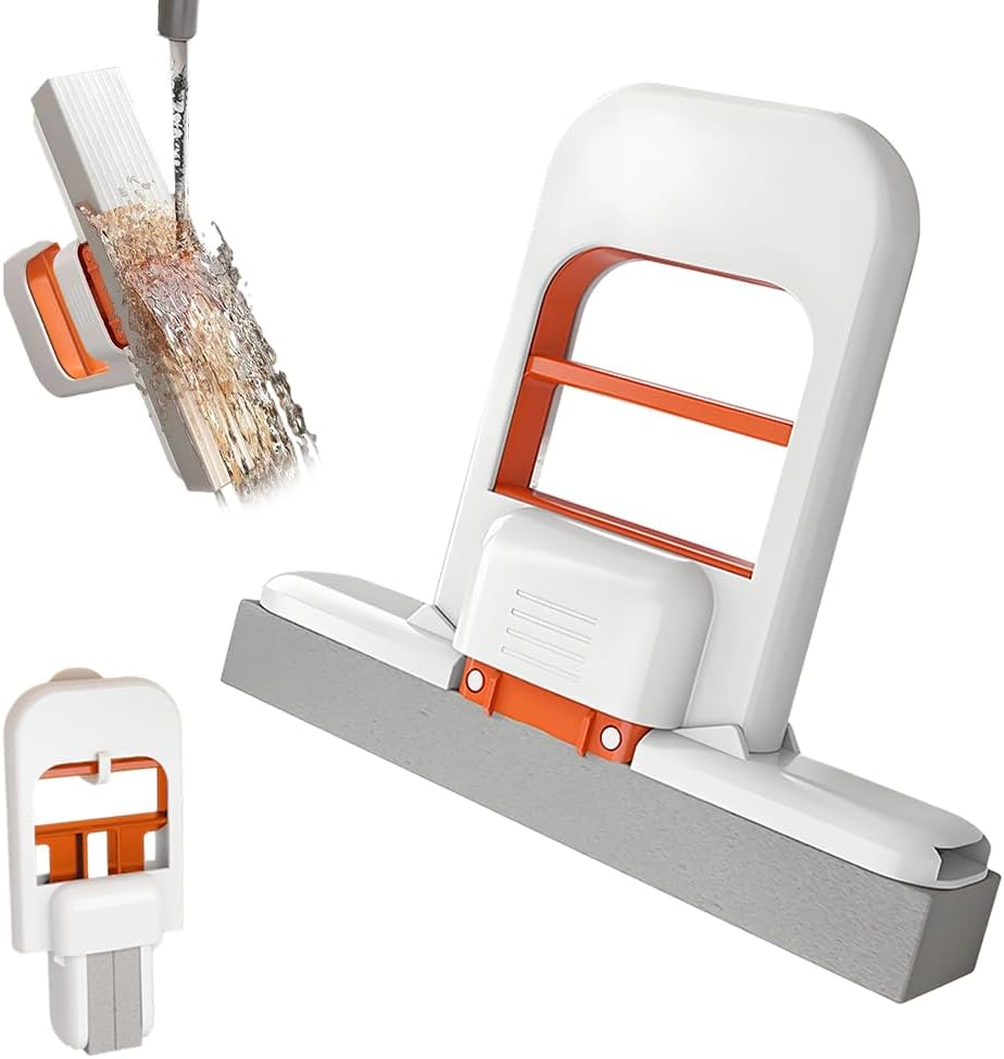 Mini Foldable Desktop Mop, Wet and Dry Portable Cleaning Sponge Mop,Self Squeezing Mini Sponge Mop