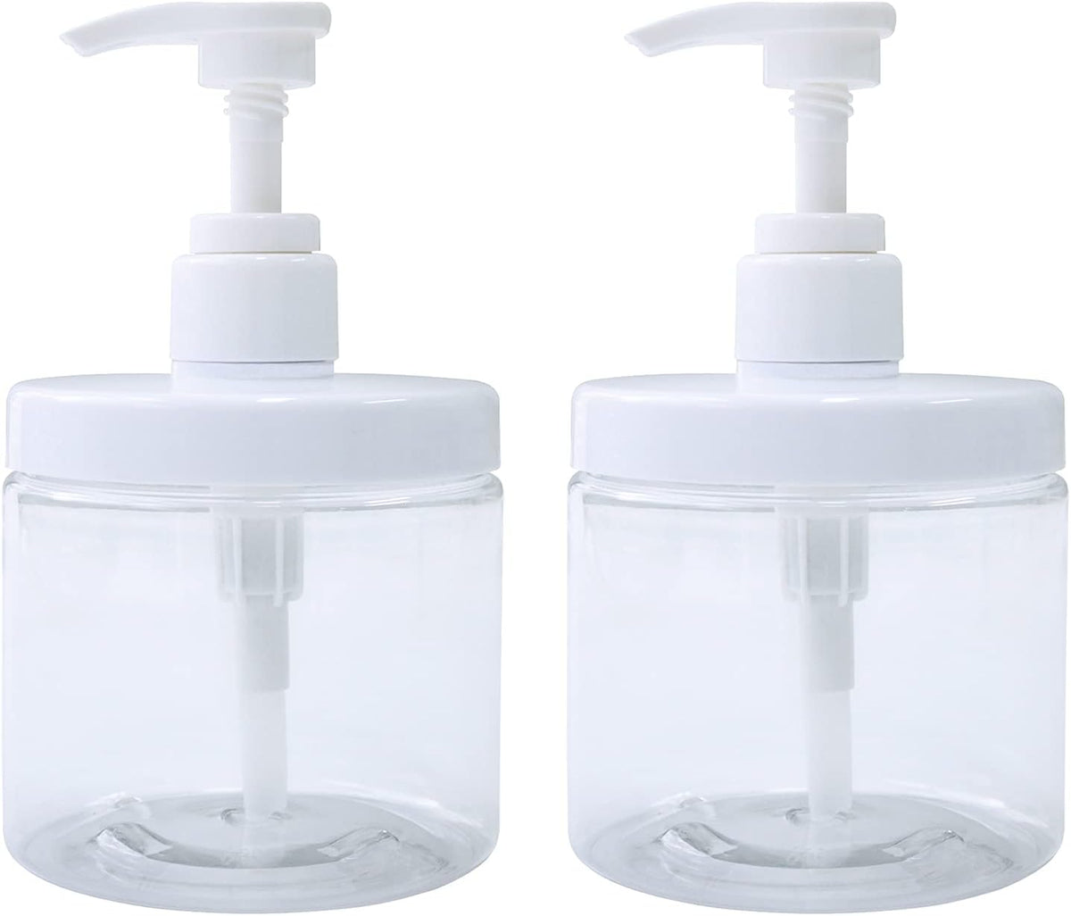 Cosywell Pump Bottle Dispenser Plastic Refillable Bottles Wide Mouth Jar Style Empty Bathroom