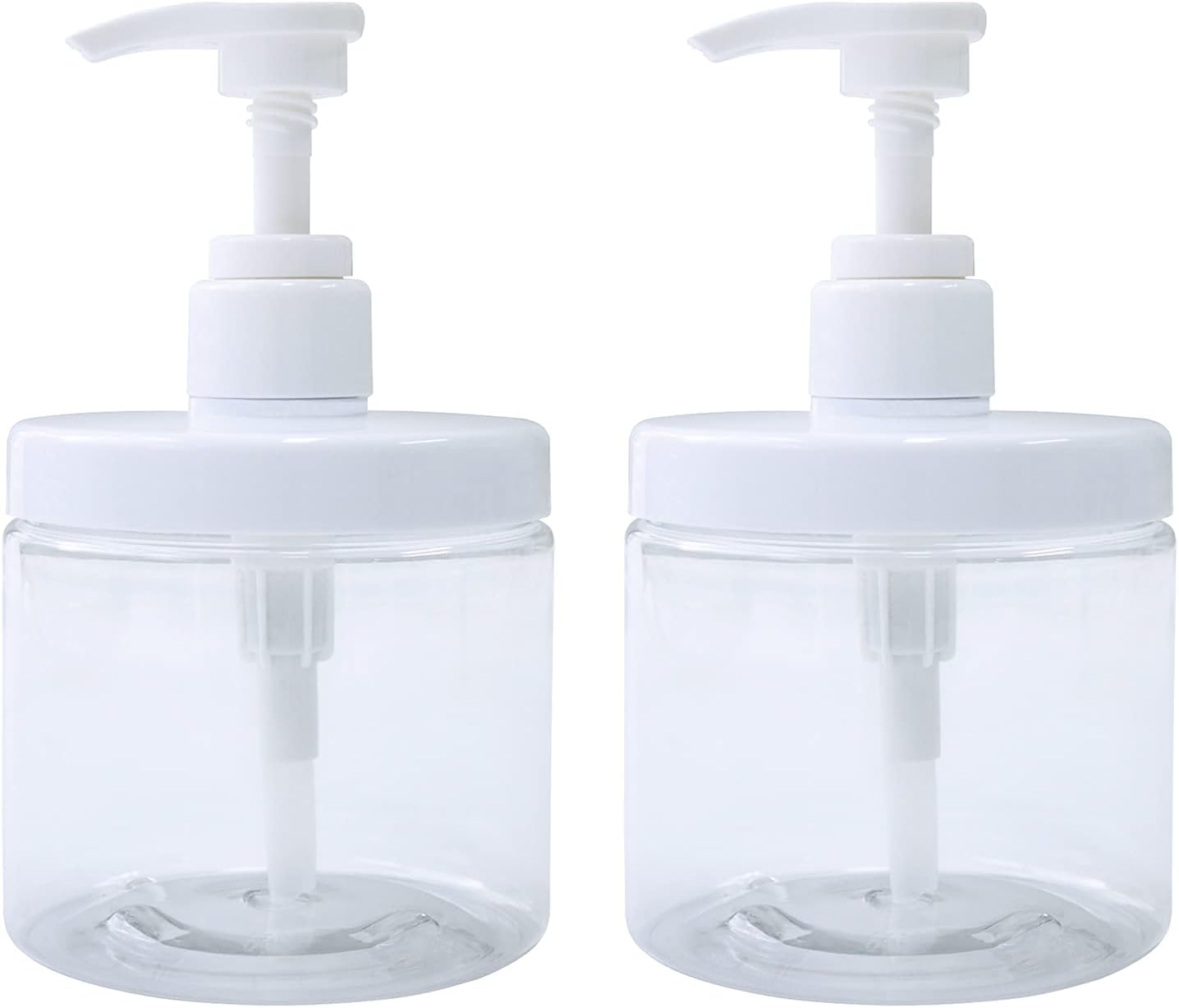 Cosywell Pump Bottle Dispenser Plastic Refillable Bottles Wide Mouth Jar Style Empty Bathroom