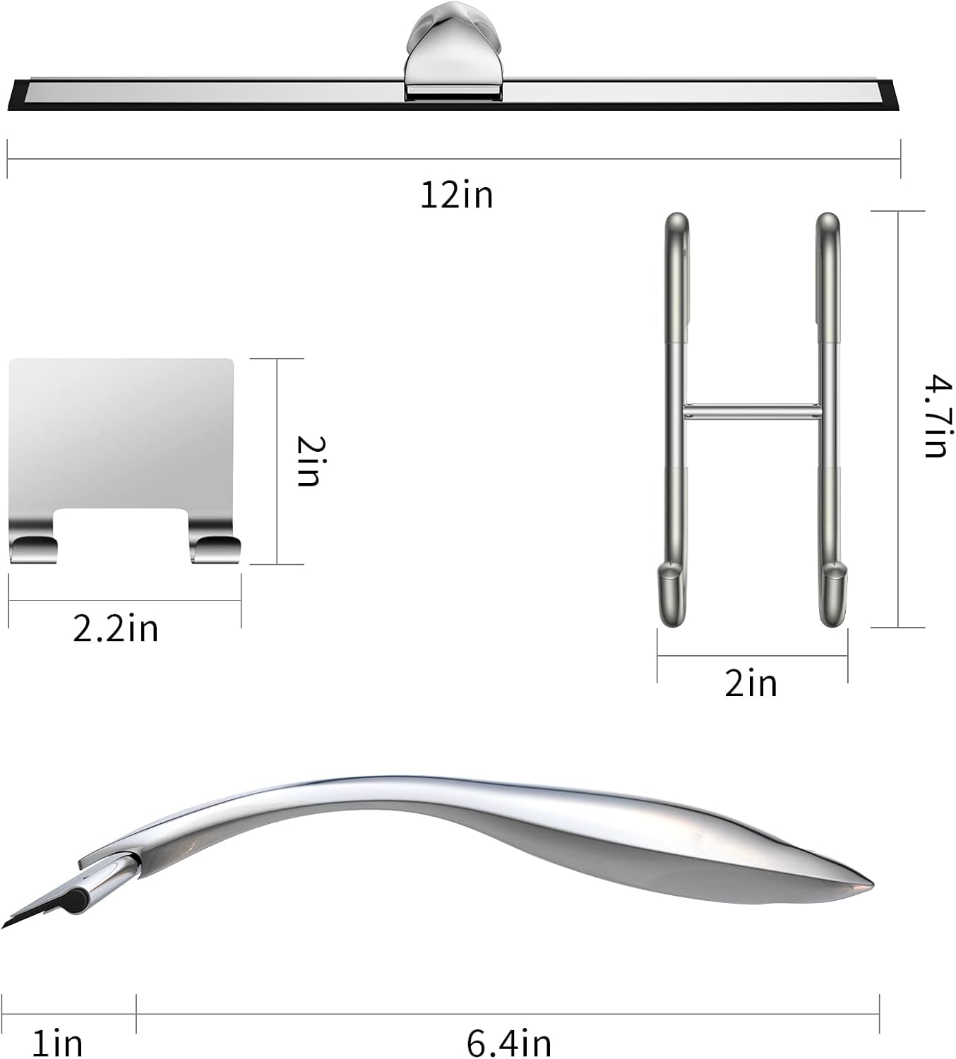 Shower Squeegee for Glass Door 12-Inch Stainless Steel Bathroom Squeegee Window Wiper, 100%
