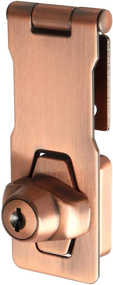 Alise Keyed Hasp Lock,4 Inch Safety Packlock Clasp Hasp Lock Latch with Lock,Door Hinge Lock with