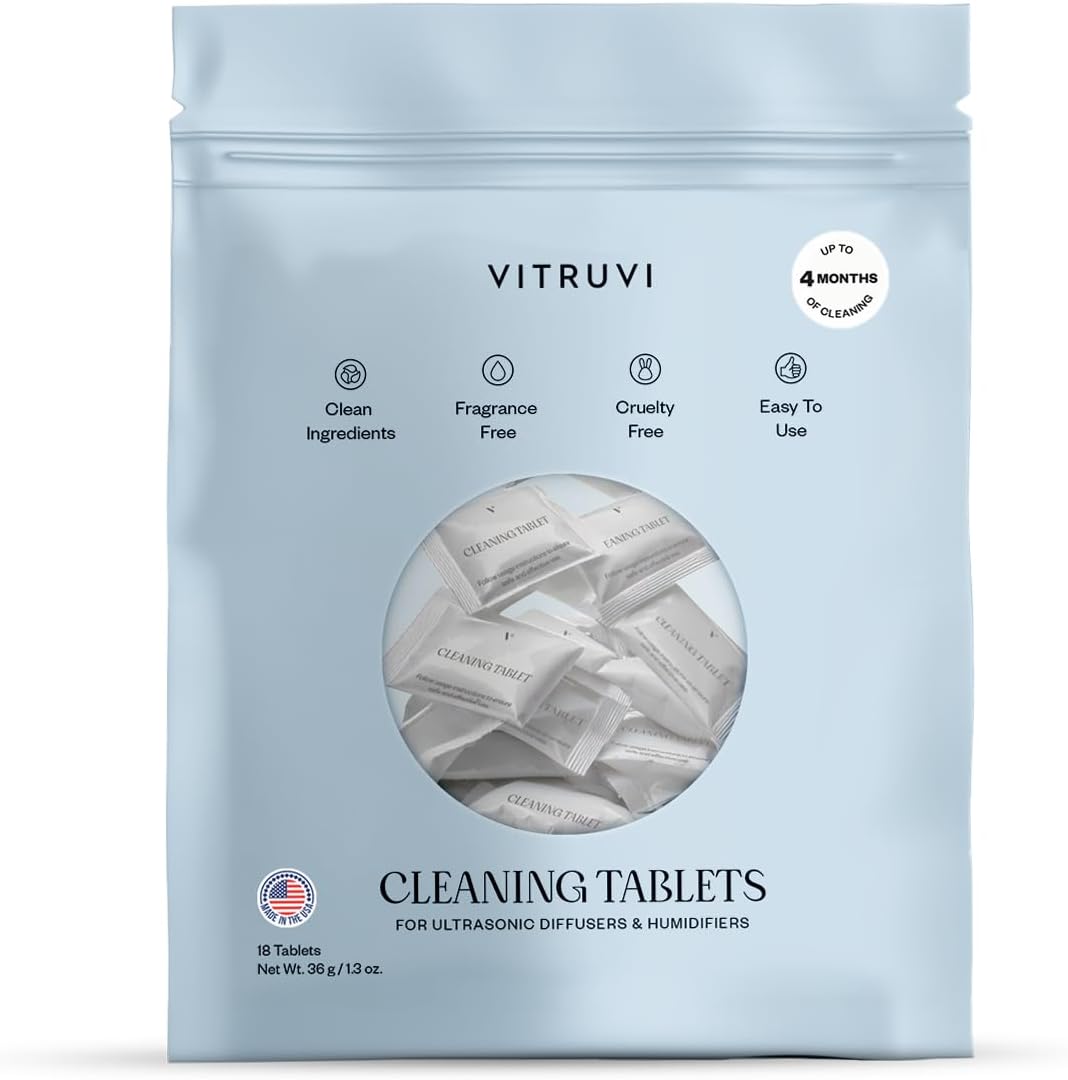 VITRUVI Cleaning Tablets for Diffusers & Humidifiers | Removes Stains & Residue, Prevents Buildup