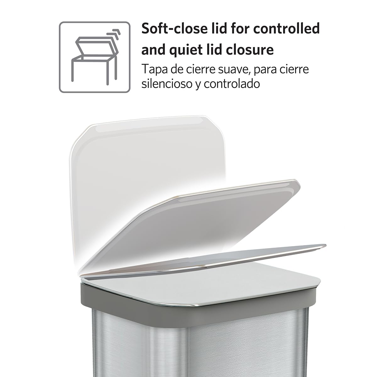 Glad Stainless Steel Step Trash Can, Series 2 with Clorox Protection - Large Metal Kitchen Garbage