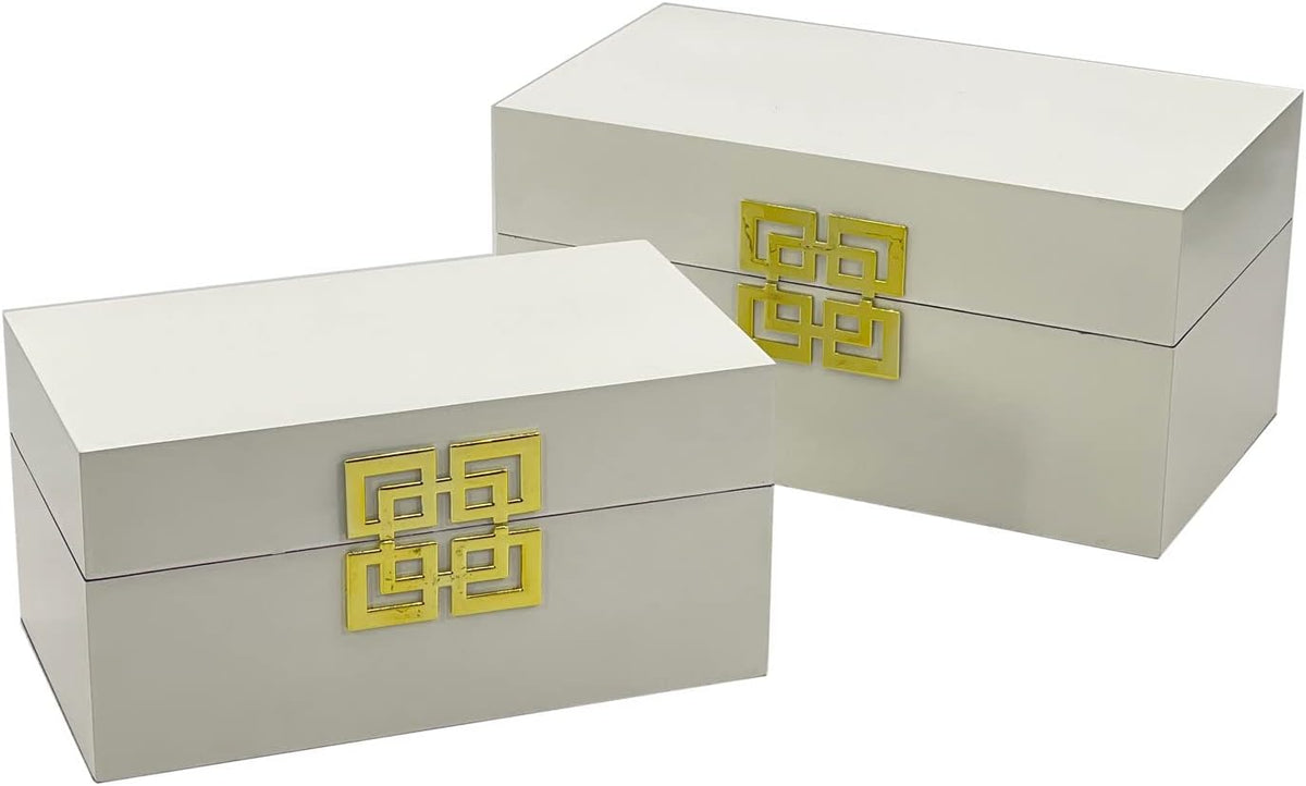 Galt International Large & Small Decorative Storage Box w/Hinged Lid - Classic Design Wood Decor