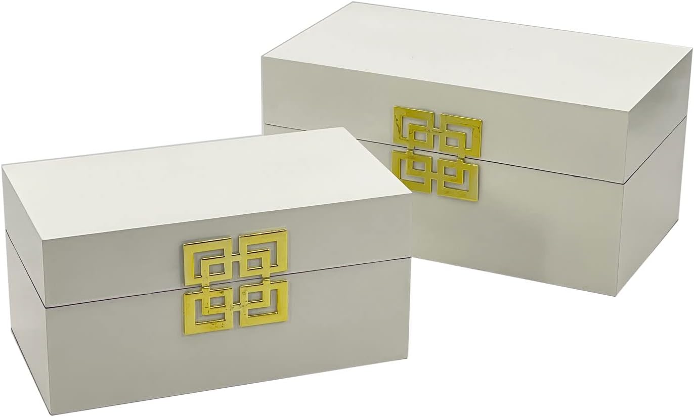 Galt International Large & Small Decorative Storage Box w/Hinged Lid - Classic Design Wood Decor