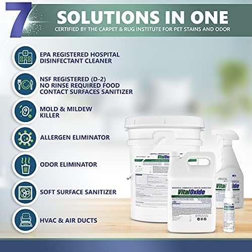 Vital Oxide Disinfectant, Deodorizer, Cleaner, Food-Contact Sanitizer, Virucide –(EPA registration