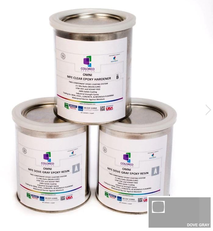 Dove Gray Epoxy Resin Coating 100% Solids, High Gloss for Garage Floors, Basements, Concrete and