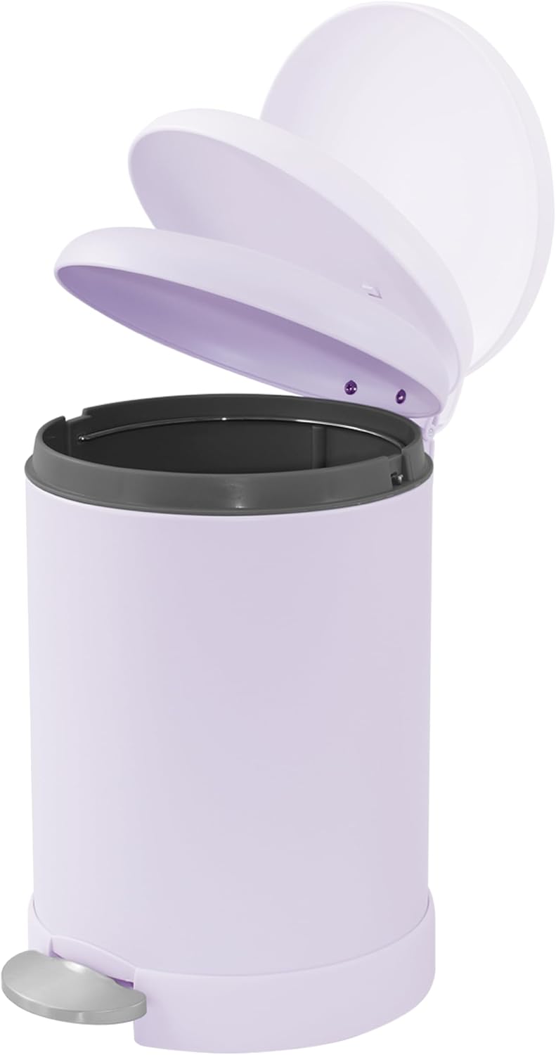 Glad Small Trash Can, 1.2 Gallon | Round Stainless Steel Garbage Bin with Soft Close Lid & Step