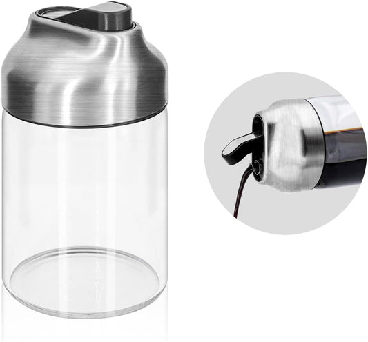 Aelga Soy Sauce Dispenser, 7oz Non-Drip Spout Oil and Vinegar Dispenser with Auto Flip Cap, Glass