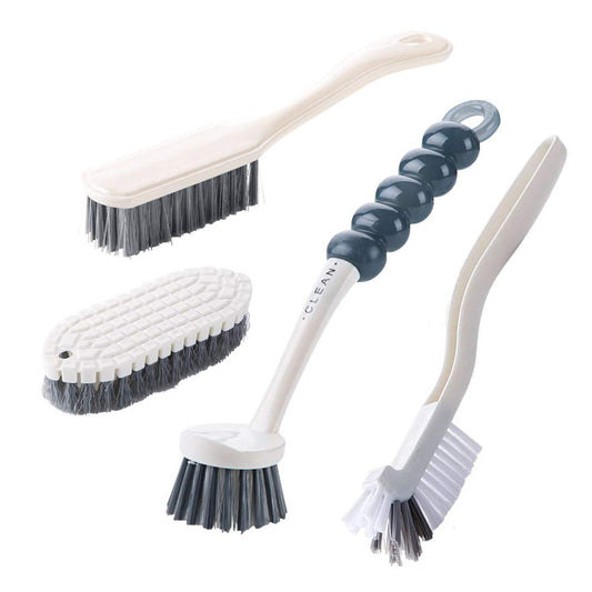 Dish Brush Set 4 Pack with Handle, Stiff Bristle Kitchen Scrub Brushes, Multi-Purpose Cleaning
